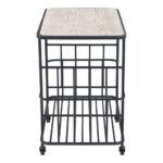 Home Bar Cart | Black | Ash Veneer MDF | Powder Coated Steel | Inside - Image 3