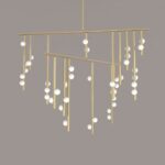 Brass Glass Drop Chandelier - Image 2