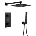 Black Smart Digital Display Panel Thermostatic Two-function Bathroom Shower System