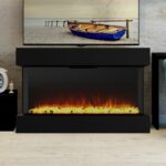 Black Recessed or Wall-Mount Electric 3-Color Flame with LED Light Fireplace