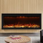 Black Wall-Mount Electric Timer 3-Color Flame with LED Light Fireplace