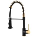 Black With Brushed Gold Pull-down Kitchen Faucet